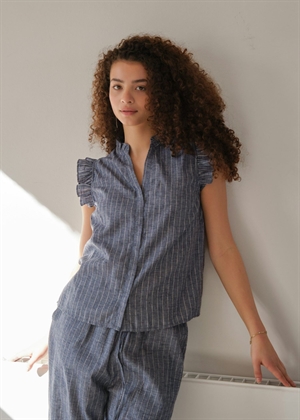 Siona Emb stripe top Blue Neo Noir 